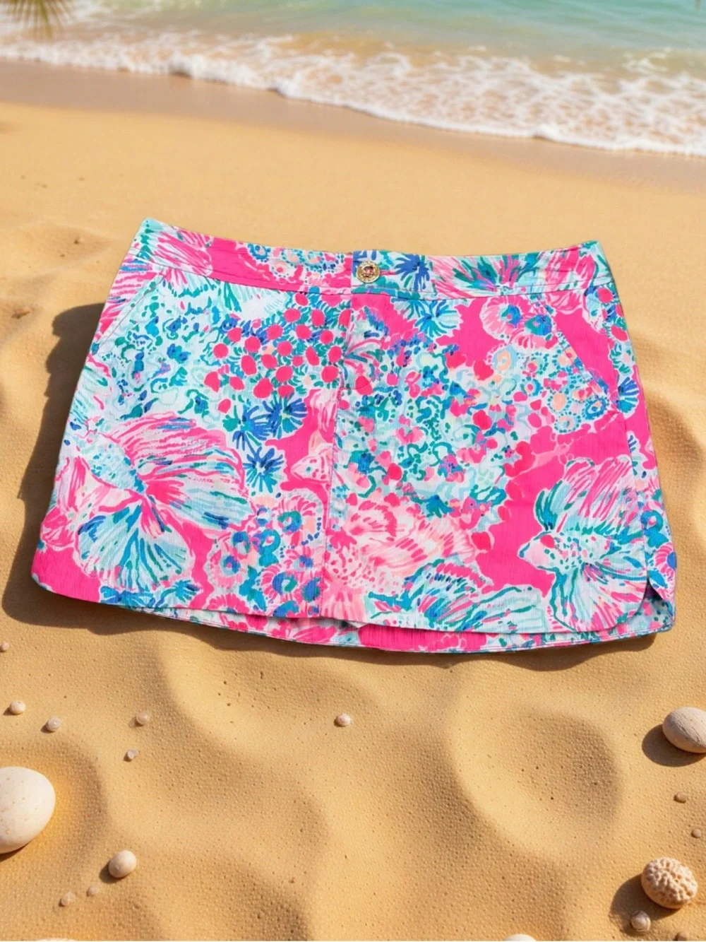 Lilly Pulitzer Lorelie Tiki Pink Gypsie Skort Perfect Golf Beach NWOT Size 4